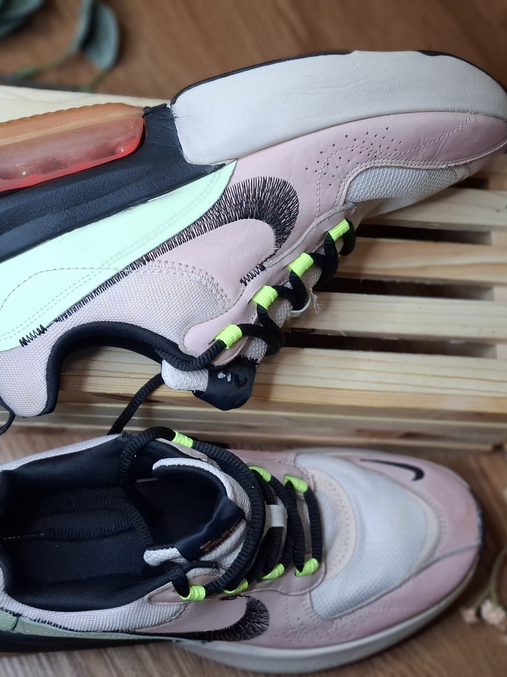 Nike Women’s Pink and Black Sneakers with Neon Green Accents